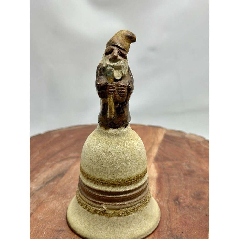 Wizard Gnome Art Pottery Handmade Signed Bell Fantasy Magic